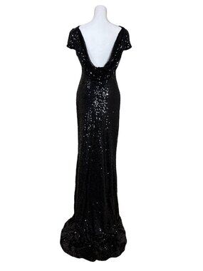 Badgley Mischka Black Sequin Evening Gown